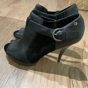 Coach Black Peep-Toe Heeled Boots